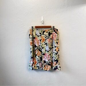 Talbots Pure Silk Sz 18 Floral Hawaiian Vacation Beachy Coastal Midi Skirt